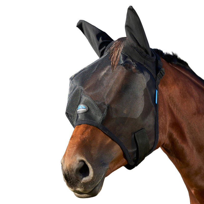 WeatherBeeta ComFiTec Insect Guard Fly Mask with Ears, Black, Large L