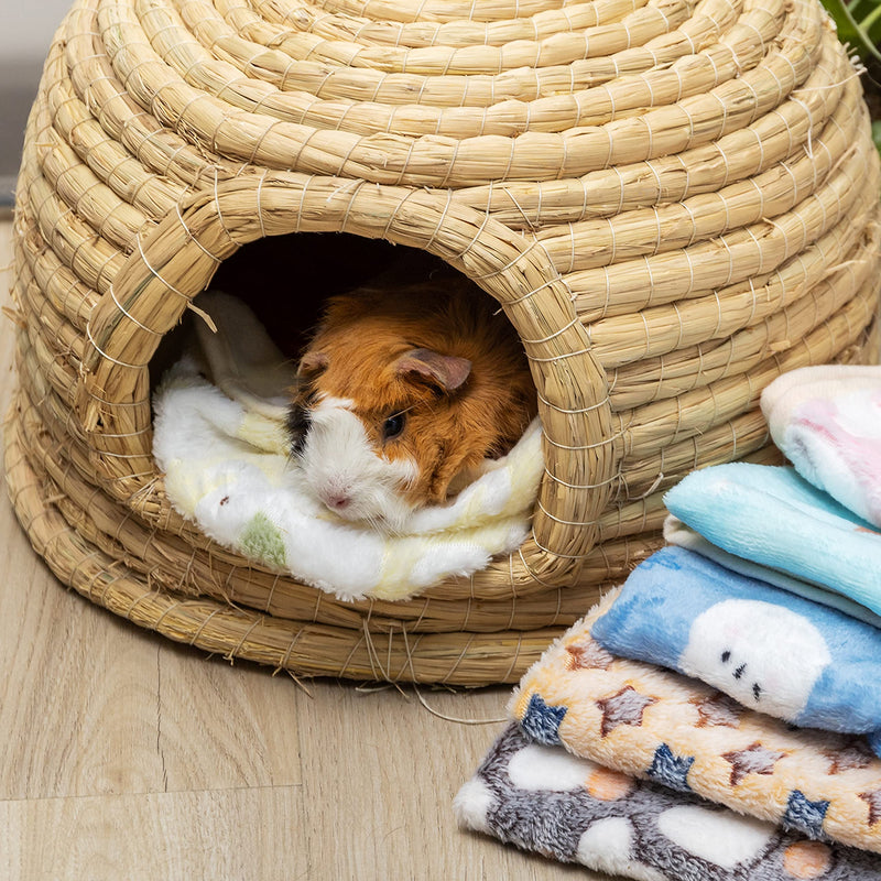 Guinea Pig Bedding Mat - 6 Pack Fleece Soft Warm Small Animal Blankets for Rat Rabbit Hamster Chinchilla Hedgehog Lizard - Washable Small Pet Cage Liners Sleep Mat Bedding Accessories - PawsPlanet Australia