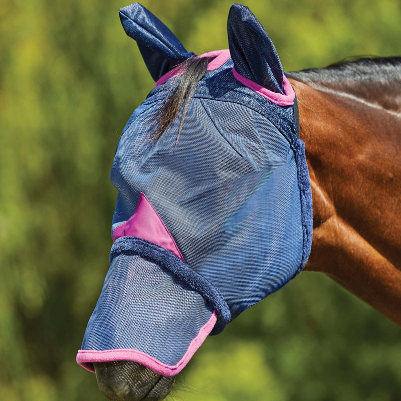 WeatherBeeta ComFiTec Deluxe Durable Mesh Mask with Ears & Nose, Navy/Purple, Cob