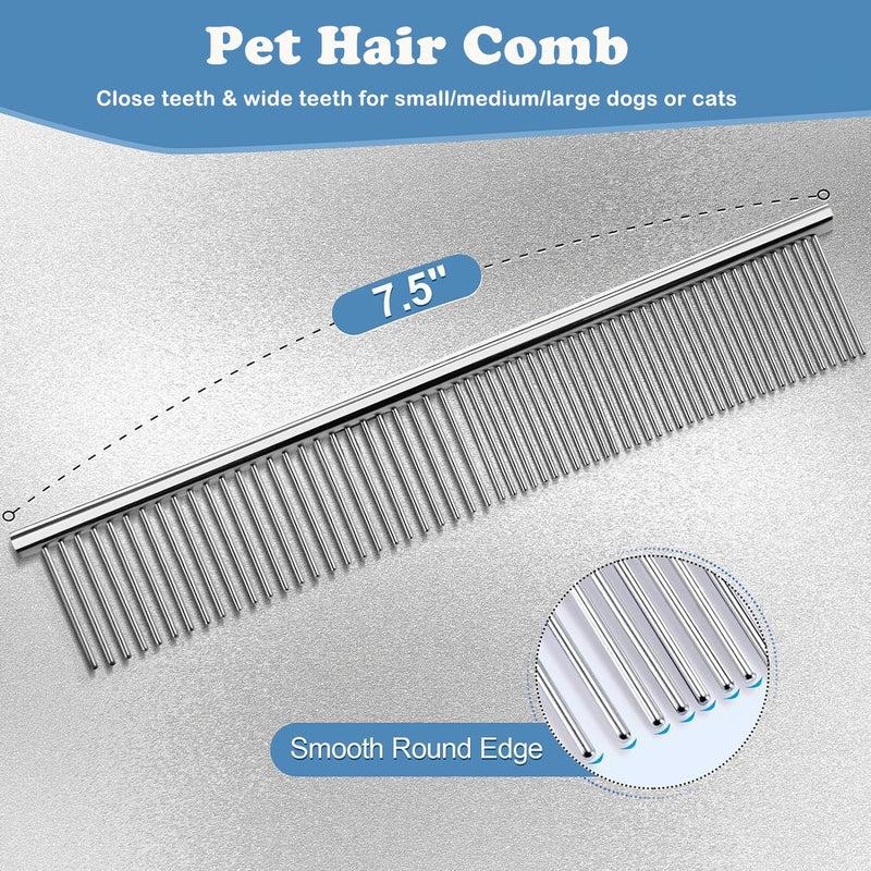 Dog Grooming Scissors, Professional 5 in 1 Dog Grooming Scissor Kit with Safety Round Tips, Heavy Duty Stainless Steel Scissors for Cat Pet Grooming - PawsPlanet Australia