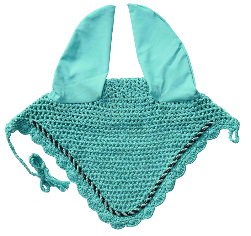 Elegant Horse Ear Bonnet, Fly Veil & Fly Mask – Superior Fly Protection with Style and Comfort for Every Ride (Mint Green, Pony)