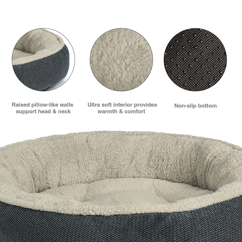 Arden Selections Small Dog Bed for Small Dogs 24" Tufted Round Dog Bed Machine Washable Cozy Soft Calming Warm Pet Cuddler Cat Bed, Brown - PawsPlanet Australia