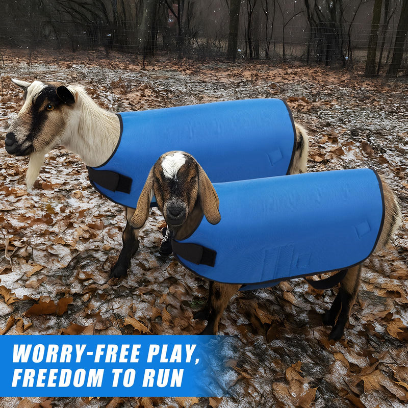 Weatherproof Goat Blanket for Winter Sheep and Calf Blanket Soft Fleece Lining Goat Coat for Show Goats, Pets & Livestock Adjustable Belly Straps for Secure Fit (Navy Blue,Size M) Navy Blue Size M