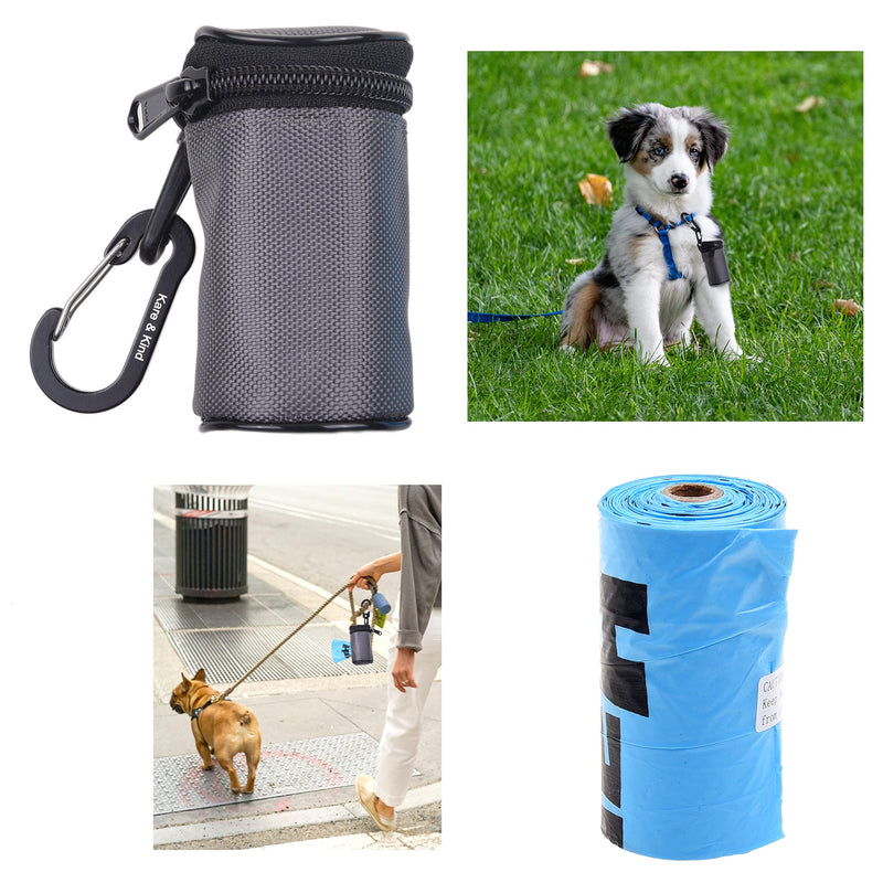 Kare & Kind Pet Waste Bag Dispenser with Carabiner - Double Layer Fabric - Zippered Poop Bag Holder and Pet Waste Bags - Clip On Container Attaches to Leash, Belt, Harness,Collar, Bags - (Black) - PawsPlanet Australia