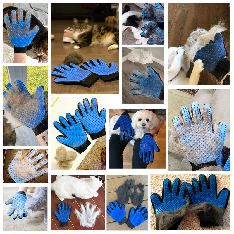 KENNELS & KATS Pet Grooming Gloves | Deshedding Glove for Easy, Mess-Free Grooming | Grooming Mitt for Dogs, Cats, Rabbits & Horses with Long/Short/Curly Hair | Pet Hair Gloves for Pet Hair Removal Pair - One Size Fits All Blue