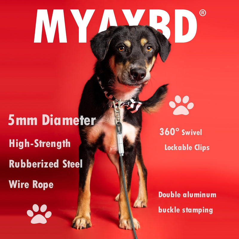 Dog Leads for Yard 25ft - Dog Chains for Outside Heavy Duty,Camping, Chew Proof Dog Runner Long Leash, Training Tether Tie Out Cable for Large Dogs (Grey, Large / 25FT) Grey - PawsPlanet Australia
