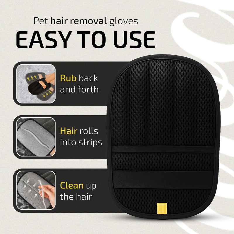 Elmrock 2 Pcs Pet Hair Removal Glove for Dogs & Cats – Newly Upgraded Reusable Five Finger Electrostatic Grooming Glove, Magic Brush Pet Hair Remover Tool for Carpet, Car Seat & Clothes