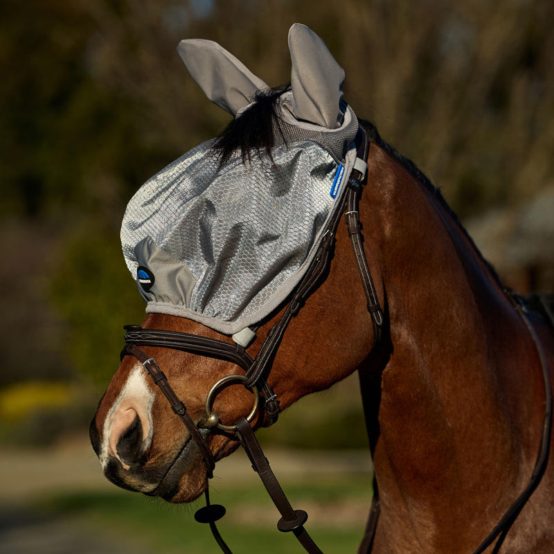 WeatherBeeta ComFiTec Hexi Shield Ride On Fly Mask, Silver, Large L