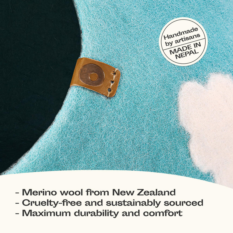 MEOWFIA Cat Cave – Premium Felt Cat Bed for Indoor Cats, Handmade Merino Wool (Nap Blue, Medium) - PawsPlanet Australia