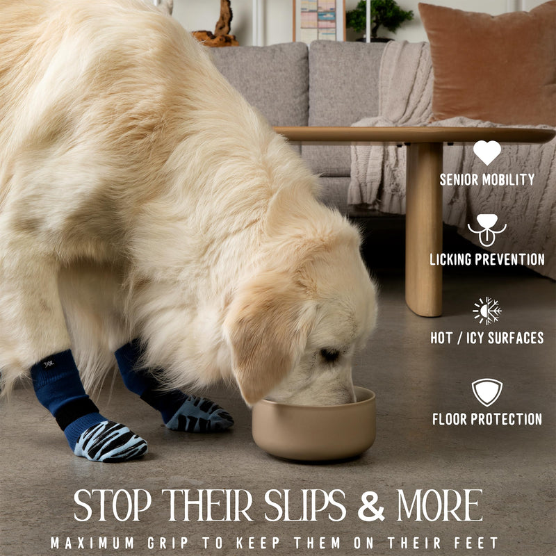 DOK TigerToes Premium Non-Slip Dog Socks for Hardwood Floors - Extra-Thick Grip that Works Even When Twisted - Prevents Licking, Slipping, and Great for Dog Paw Protection (Breezy Blue, XXL) Breezy Blue - PawsPlanet Australia