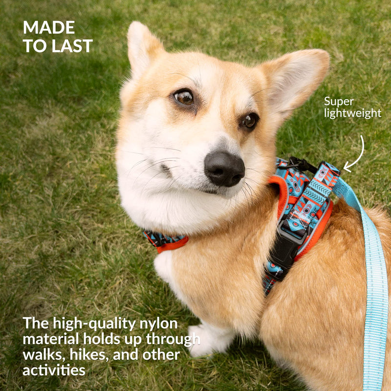 CollarDirect No Pull Reflective Dog Harness with Handle and Front Clip, Adjustible Soft Padded Vest for Small to Large Dogs Training and Walk (Size L, Pattern PT1) - PawsPlanet Australia