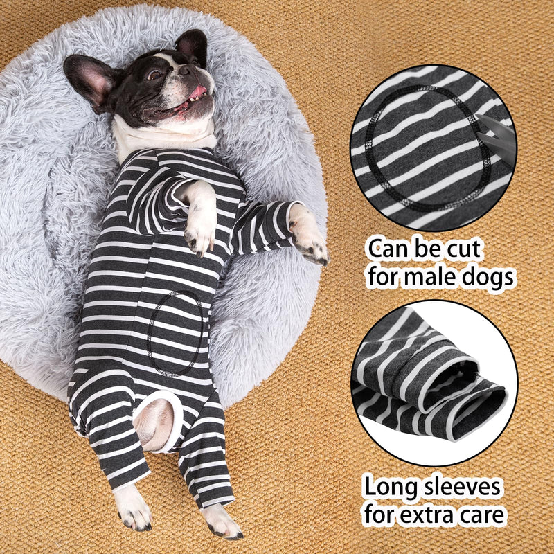 Dog Recovery Suit Long Sleeve Bodysuit After Surgery Medical Pet Shirt Dog Onesie Protect Wound Surgical Suit for Male/Female Dogs Surgery Recovery Suits Puppy Pajamas for Small Medium Dogs M Grey