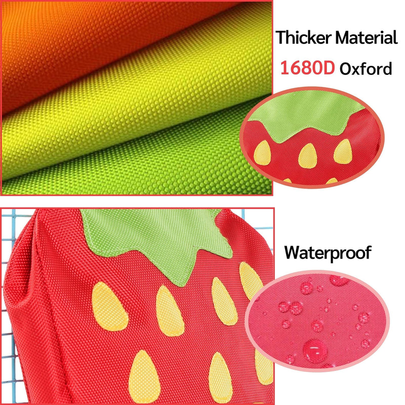 JanYoo Rabbit Hay Feeder Bag for Cage Guinea Pig Timothy Hay Dispenser Storage Manger Hanging Large Less Waste for Bunny A-Strawberry Pack of 1 - PawsPlanet Australia