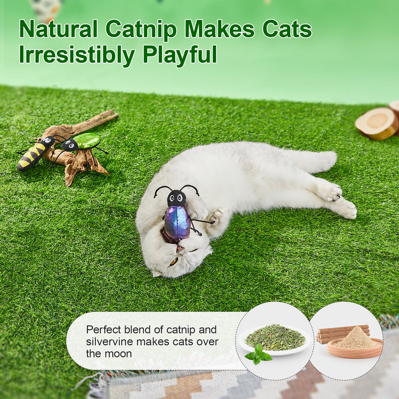 Potaroma Realistic Bug Catnip Cat Toys Crinkly Sound, Durable Kitten Bite Interactive Kicker Toys for Indoor Exercise 3.5"