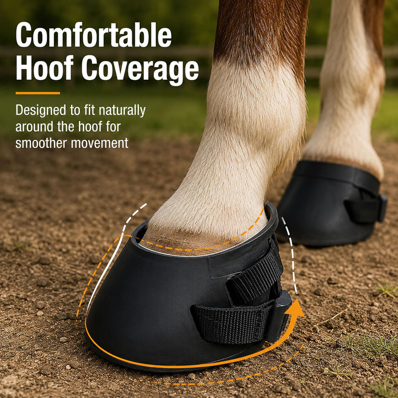 2 Pack Horse Hoof Boots, Durable Rubber Hoof Protectors for Horses Slip-On Protective Hoof Covers for Riding Training and Hoof Care (L)