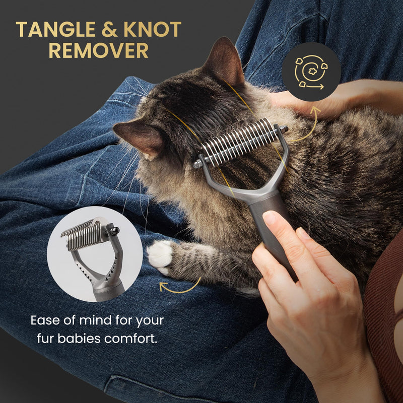 Pet Grooming Comb for Dogs and Cats - Detangling, Dematting, and Massaging with Self-Cleaning Button - Pet Care, New Puppy Gift, New Kitten Gift, Pet Grooming, Luxury Pet Care, Undercoat Rake, Black - PawsPlanet Australia