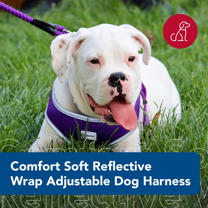 Coastal Pet Comfort Soft Reflective Wrap Adjustable Dog Harness - No-Pull Dog Harness for Small & Large Dogs - Purple - 1" x 28"–36" - PawsPlanet Australia