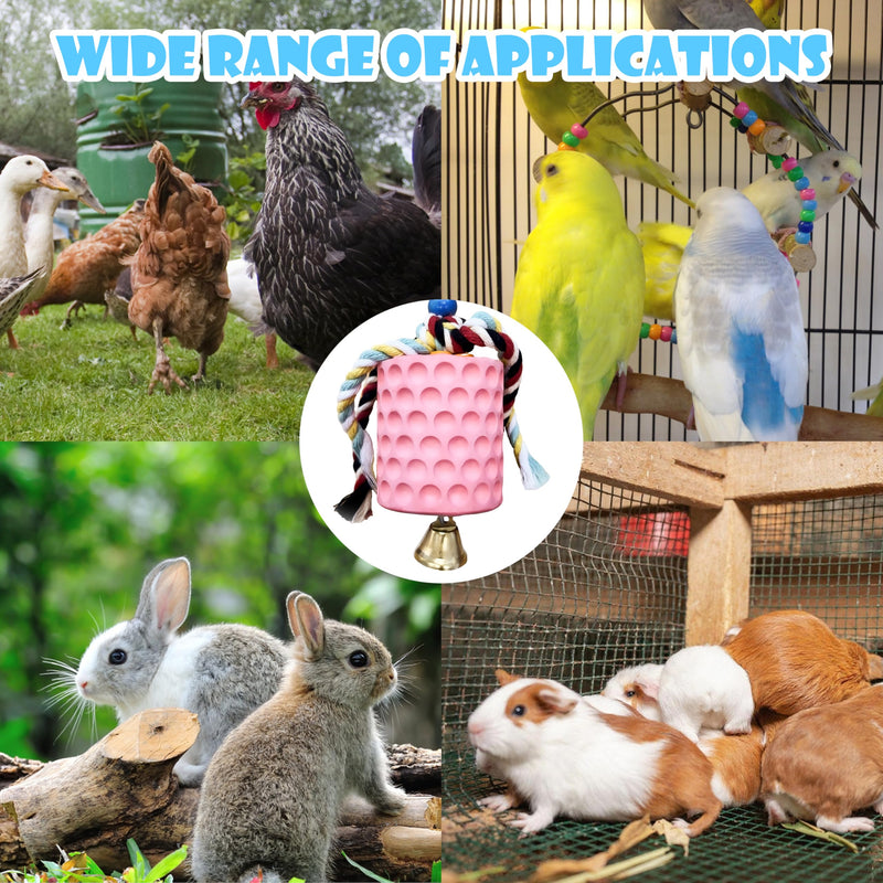 Chicken Toys,Bird Beak Grinding Stone,Chicken Coop Accessories,Chew Treats Toy with Bell for Chicken, Hens, Turkeys,Ducks,Birds,Poultry(Pink) PINK - PawsPlanet Australia
