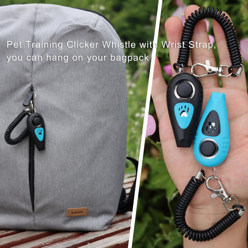 Pet Training Clicker with Whistle and Wrist Strap - Dog Training Clickers Whistles (Black + Blue) - PawsPlanet Australia