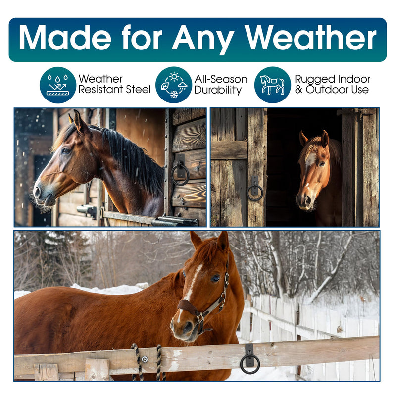 Horse Tie Ring - 2-3/8" inches Heavy-Duty Solid Steel Cross Tie Ring for Horses, Multi-Purpose Tie Down Horse Barn Supplies, Made in USA. - PawsPlanet Australia