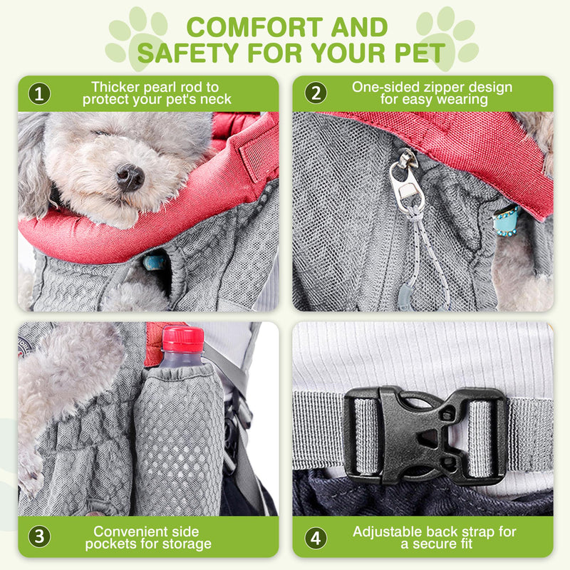 ALLSOPETS Dog Carrier Backpack for Small Medium Dogs – Lightweight, Breathable and Comfortable Front Pet Carrier with Safety Hook, Hands-Free for Travel Hiking Outdoor (Cherry Pink, M) Cherry Pink