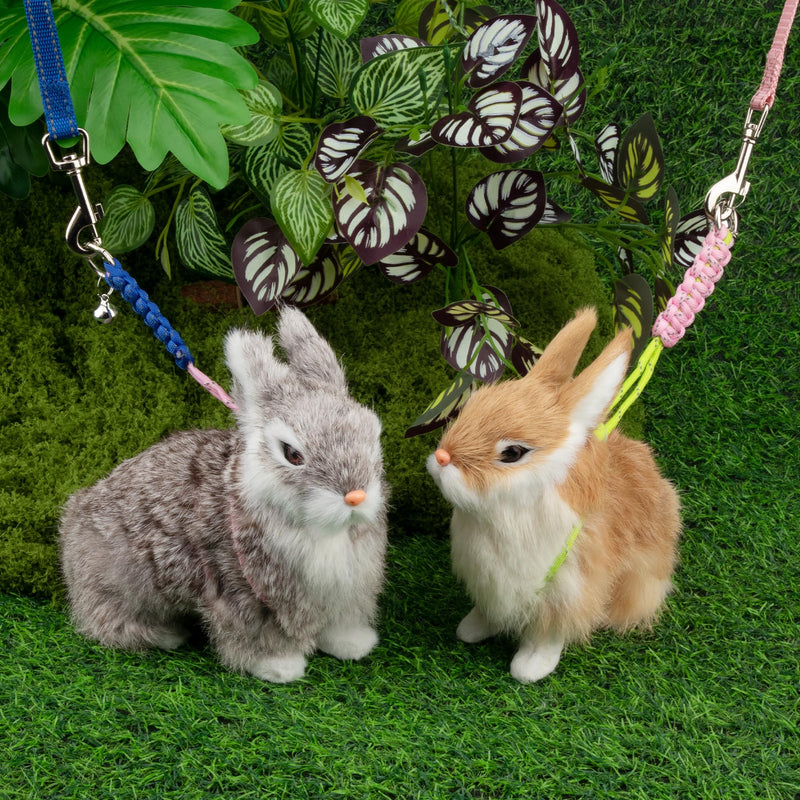 2pcs Figure 8 Harness and Leash with Reflective Strap and Bell for Ferrets, Rabbits, Bearded Dragon, Guinea Pig, Chinchilla and Hamster Small Animal Harness (Blue+Pink) Blue+Pink - PawsPlanet Australia