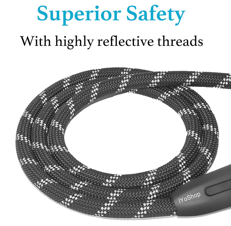 iYoShop Durable Slip Lead Dog Leash with Padded Handle and Highly Reflective Threads, No Pull Dog Training Leash, (1/2" x 6 FT, Black) 1/2" x 6 FT (35~120 lbs.) - PawsPlanet Australia