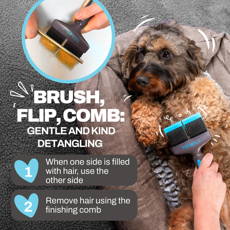 Doodle Brush for Dogs - Dog Hair Brush, Dog Brush for Poodles, Goldendoodle Brush, Bernedoodle - Flexible Head Slicker Brush for Dogs, Poodle Brush, Labradoodle Brush, Sheepadoodle - Dual Head Blue Double Head - PawsPlanet Australia