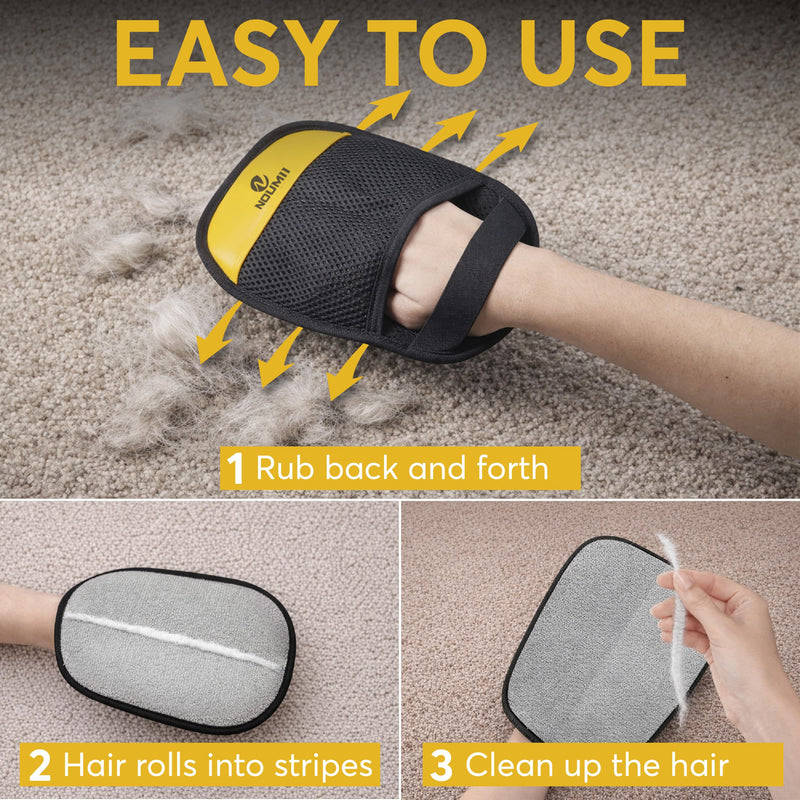 2 Pack Pet Hair Removal Glove - Pet Hair Removal Glove for Dogs & Cats, Electrostatic Pet Hair Remover for Loundry, Couch, Carpet, Clothing, Bed & Car Seat, Reusable Magic Brush Pet Hair Tool - Black 2 - PawsPlanet Australia