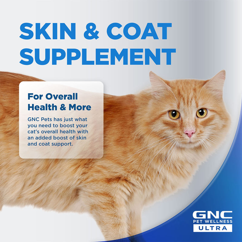 GNC Pets Ultra Skin & Coat Soft Chews, Cats, Chicken Flavor. 60-ct in an 8-oz Canister | Skin and Coat Supplements for Cats in Chewable Chicken Flavor 60 Count