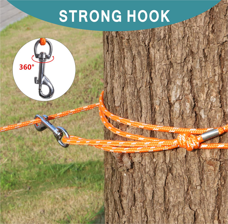 Reflective Cat Leash -50FT Cat Cable Out Escape Proof Walking Leads Yard Long Durable Safe Personalized Extender Leash Traning Play Outdoor for Puppies/Kittens/Rabbits/Small Animals 50FT Orange - PawsPlanet Australia