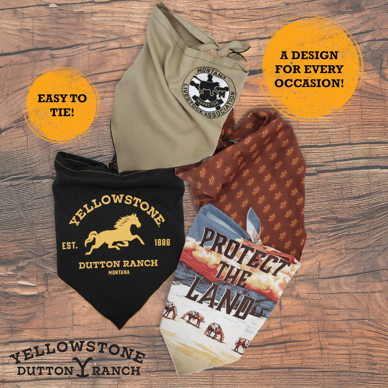 design LAB, Inc. Yellowstone Official Merchandise | Dog Toy and Western Accessories Bandana Set | Plush Stuffed Animal Bison & Bandanas Set