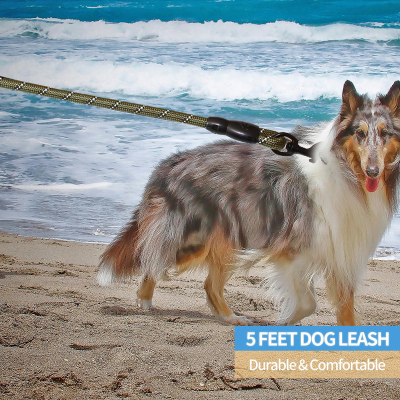 BAAPET 2/4/5/6 FT Dog Leash with Comfortable Padded Handle and Highly Reflective Threads for Small Medium and Large Dogs (5FT-1/2'', Olive Green) 1/2'' x 5 FT (18~120 lbs.) - PawsPlanet Australia