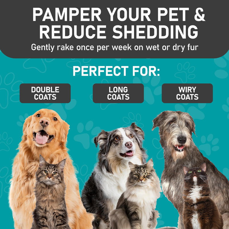 Maxpower Planet Dog Brush - Double Sided Deshedding Dematting Tool - Undercoat Rake, Long Haired Cats & Dogs - Black - PawsPlanet Australia