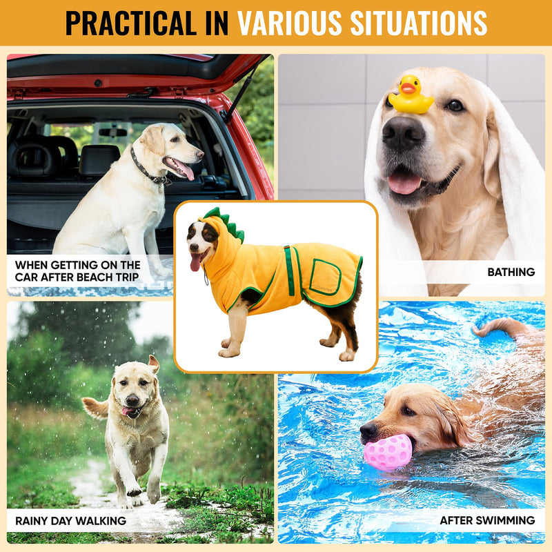 Dog Bathrobe for Drying Dogs - Premium Super Absorbent Microfiber Dog Bath Towel with Drying Gloves - Dog Drying Towel - Quick Drying Dog Robes for After Bath (Large) Large - PawsPlanet Australia