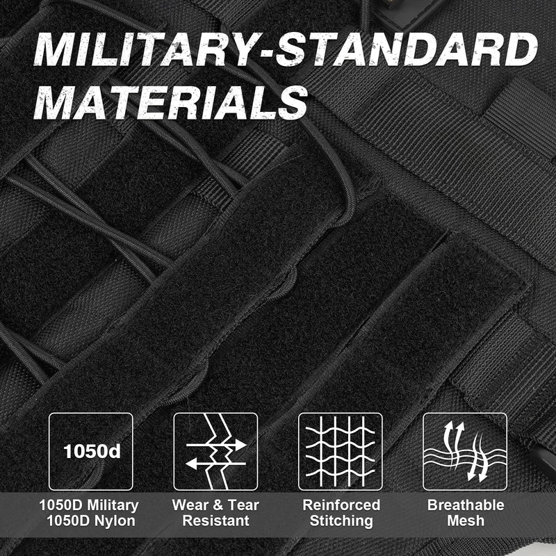 No Pull Tactical Dog Harness for Large Dogs, Escape Proof Molle Dog Vest Harness and Leash Set, Adjustable Military Service Dog Harness with Handle for Medium Large Dogs(Black, L) Black - PawsPlanet Australia