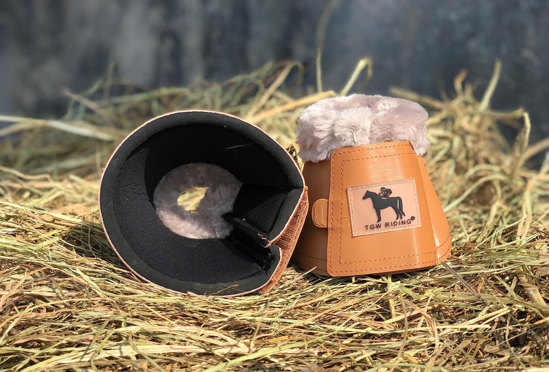 Horse Bell Boots Dressage Horse Boots XL L M S Large Bell Boots with Faux Cognac Color