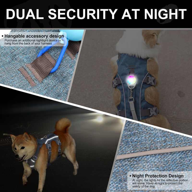 Escape Proof Dog Harness with Handle - Reflective No Pull Dog Vest, Lightweight Full Body Pet Harness Adjustable for Small Dogs Walking,Training(Blue,Chest:14-22") XS: Chest 14-22", Fit 8-12 lbs Blue