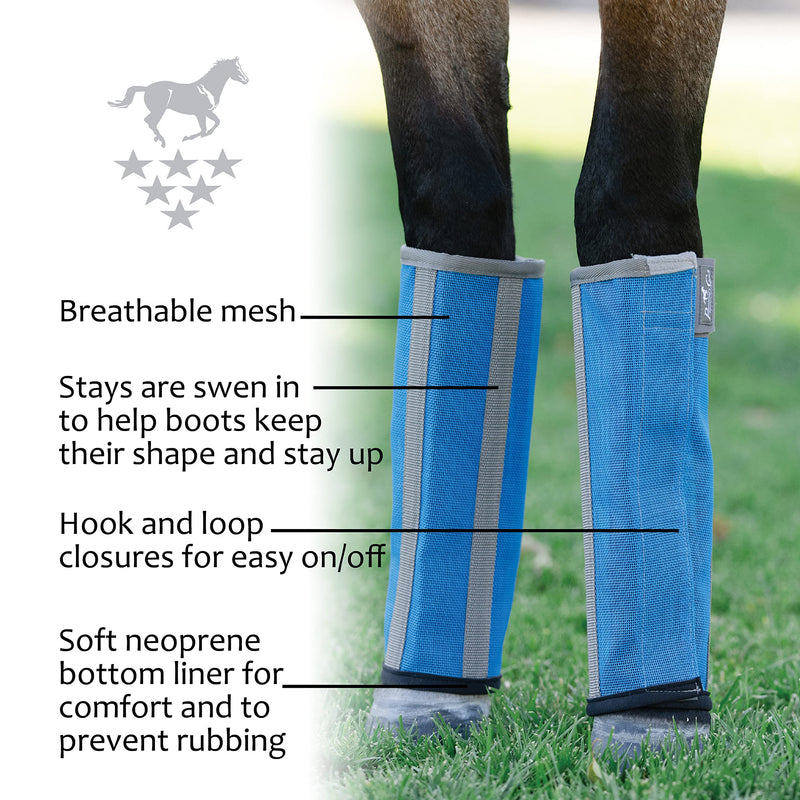 Professional's Choice Deluxe Fly Boots | Breathable Mesh | 4 Pack Medium Pacific Blue - PawsPlanet Australia