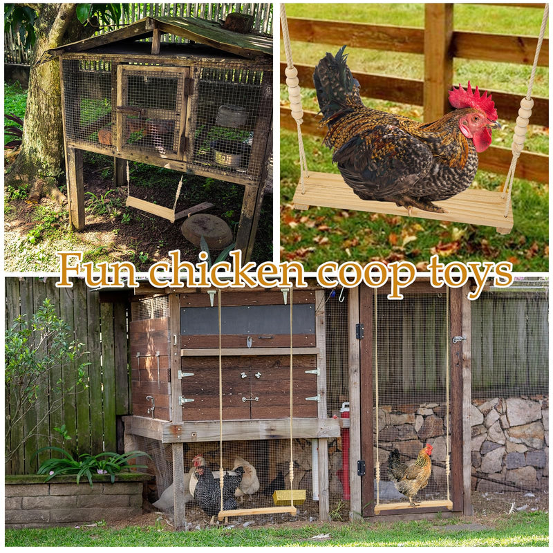 Chicken Swing Toy, Wooden Hen Swing Hanging Chicken Perch Ladder Swing Wood Stand Decorative Chicken Coop Accessories Toys Supplies for Rooster Chicken Owners & Lovers - PawsPlanet Australia