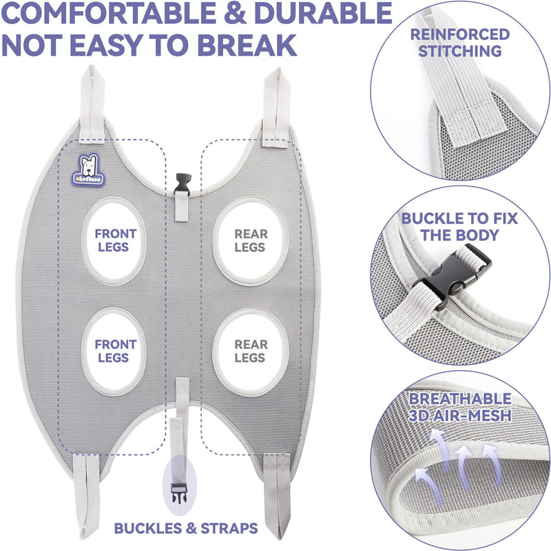 Dog Grooming Hammock Harness for Dogs & Cats with Pet Nail Clipper Trimmer - Cat Hanger Sling for Trimming Clipping Nails- Dog Hammock Restraint Bag for Small Medium Large pet （ Purple XS） XS ( Legs Distance :3.2-9" / Max W：20lb ) - PawsPlanet Australia
