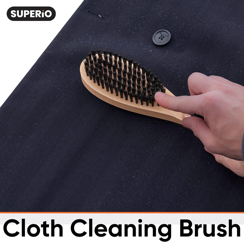 Superio Clothes Brush Garment Brush Pet Hair Remover 3 in 1 Lint Brush, Clothing Brush, and Shoe Horn for Suit, Wool Coat, Sweaters, Shoes, Double Sided Portable Depiller with Wood Handle (3) -Superio 3 Pack - PawsPlanet Australia