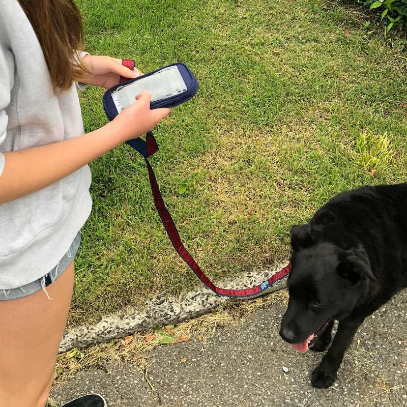 Soggy Doggy Hands-Free Dog Leash with Waterproof Touchscreen Phone Holder – No-Pockets Leash for Walking, Running, Hiking – Fits iPhone, Android – Red – 60" for Medium to Large Dogs Red/Blue - PawsPlanet Australia