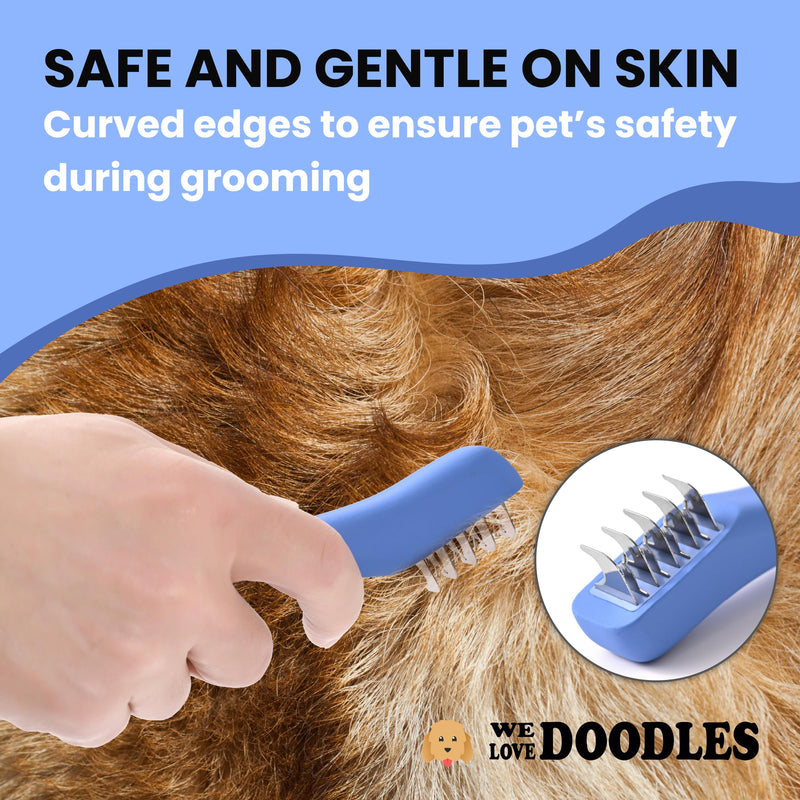 We Love Doodles Dematting Comb for Dogs - Dog Hair Mat Remover, Detangler Comb & Deshedding Tool, Removes Tangles, Knots, & Loose Hair, Metal Comb, Ergonomic Handle Family (5 Blades) 5 Blades - PawsPlanet Australia