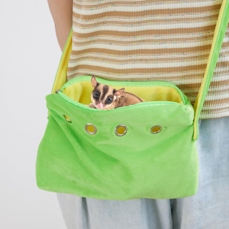 Meow&Woof Sugar Glider Bonding Pouch Small Pet Carrier Bag Sling with Strap Critter Cuddler for Gliders Ferret, Rat, Hedgehog, Hamster Outdoor-Green Green