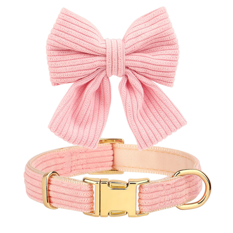 Didog Cute Small Dog Collar Harness & Leash Set, Adjustable Dog Collars and Leashes with Bowtie, Breathable Soft Mesh Padded Dog Vest for Puppies Small Dogs Walking,Pink, M M: Neck 13-22", Chest 16-21" Pink - PawsPlanet Australia