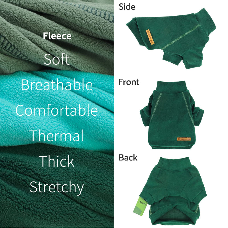 Fitwarm 3 Pack Fleece Dog Sweater, Turtleneck Dog Sweatshirt, Dog Winter Clothes for Small Dogs Boy Girl, Pet Pullover Jumper, Cat Apparel, Dark green, Teal Green, Olive Green, XS X-Small Dark Green-Aqua Green-Bean Green