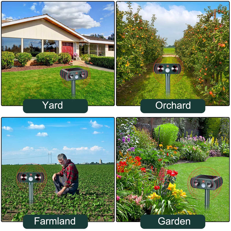 3 Pack Ultrasonic Solar Animal Repeller Waterproof Outdoor Cat Dog Repellent with Motion Sensor for Squirrel Animal Garden Yard Farm