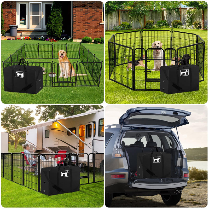 SIRUITON Dog Playpen Storage Bag Fits 32" H 8 Panels and 9 Stakes, Heavy Duty 600D Oxford Fabric Suitable for Foldable Exercise Pet Playpen, Dog Fence Travel Bag with Reinforcing Plate & Shoulder 32 inch - PawsPlanet Australia