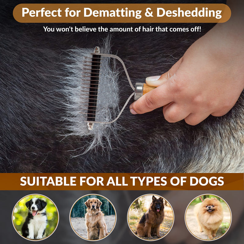 We Love Doodles Pet Dematting Comb and Pet Dematting Brush & Rake (Bundle) - Deshedding Undercoat Rake and Detangler Brush For Dogs, Comb Tool For Grooming, for Detangling Thinning and Shedding - PawsPlanet Australia